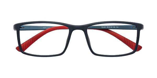 Front of Kordii in Matte Blue / Red