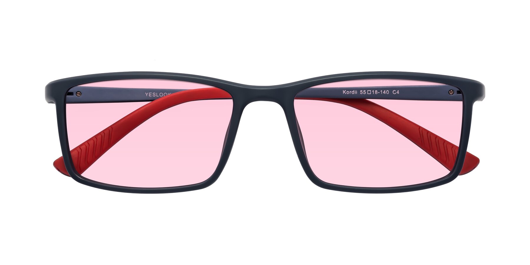 Folded Front of Kordii in Matte Blue-Red with Light Pink Tinted Lenses