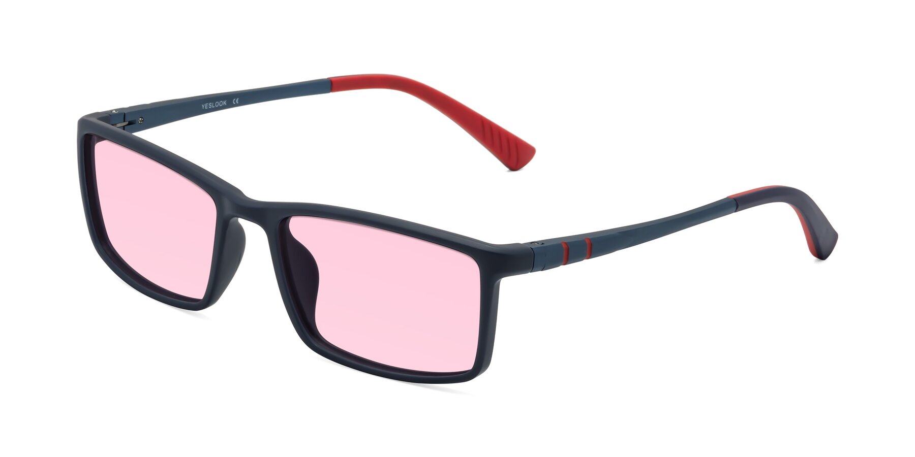 Angle of Kordii in Matte Blue-Red with Light Pink Tinted Lenses