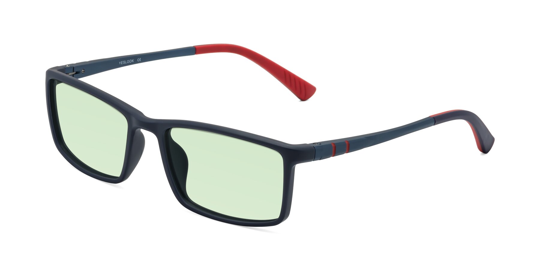 Angle of Kordii in Matte Blue-Red with Light Green Tinted Lenses