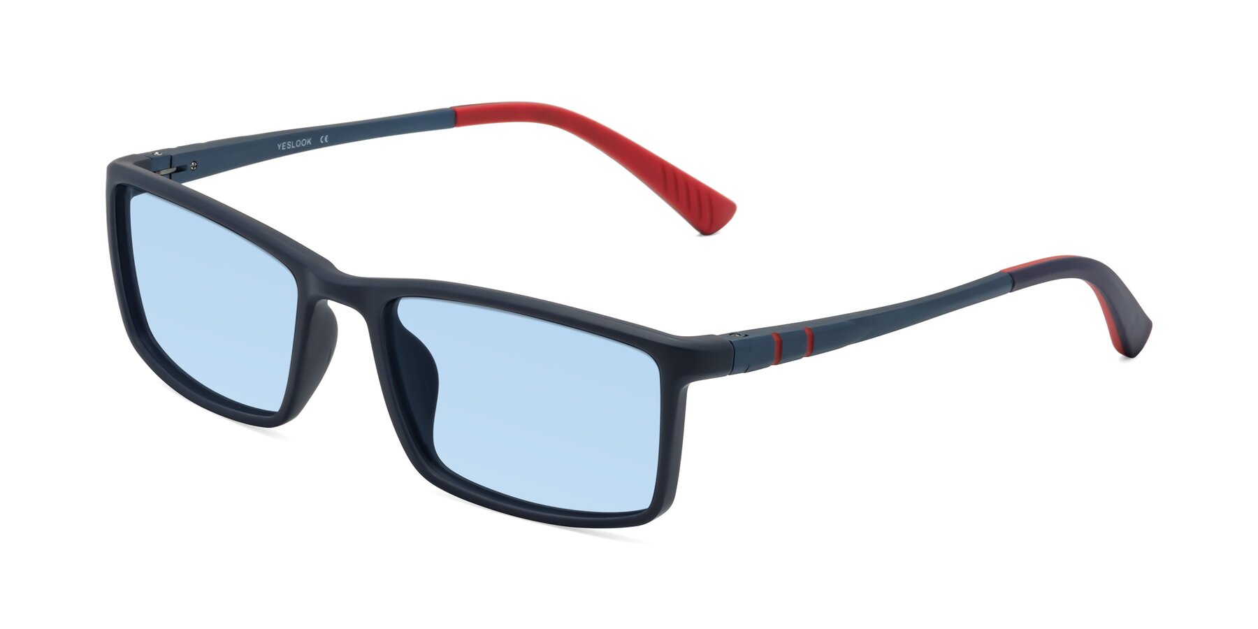 Angle of Kordii in Matte Blue-Red with Light Blue Tinted Lenses