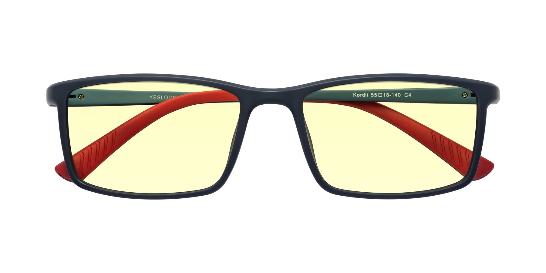 Folded Front of Kordii in Matte Blue-Red with Light Yellow Tinted Lenses