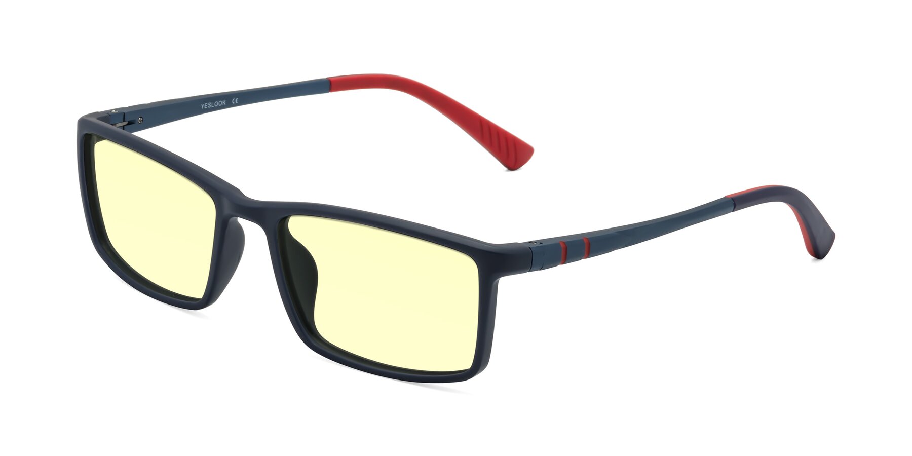 Angle of Kordii in Matte Blue-Red with Light Yellow Tinted Lenses