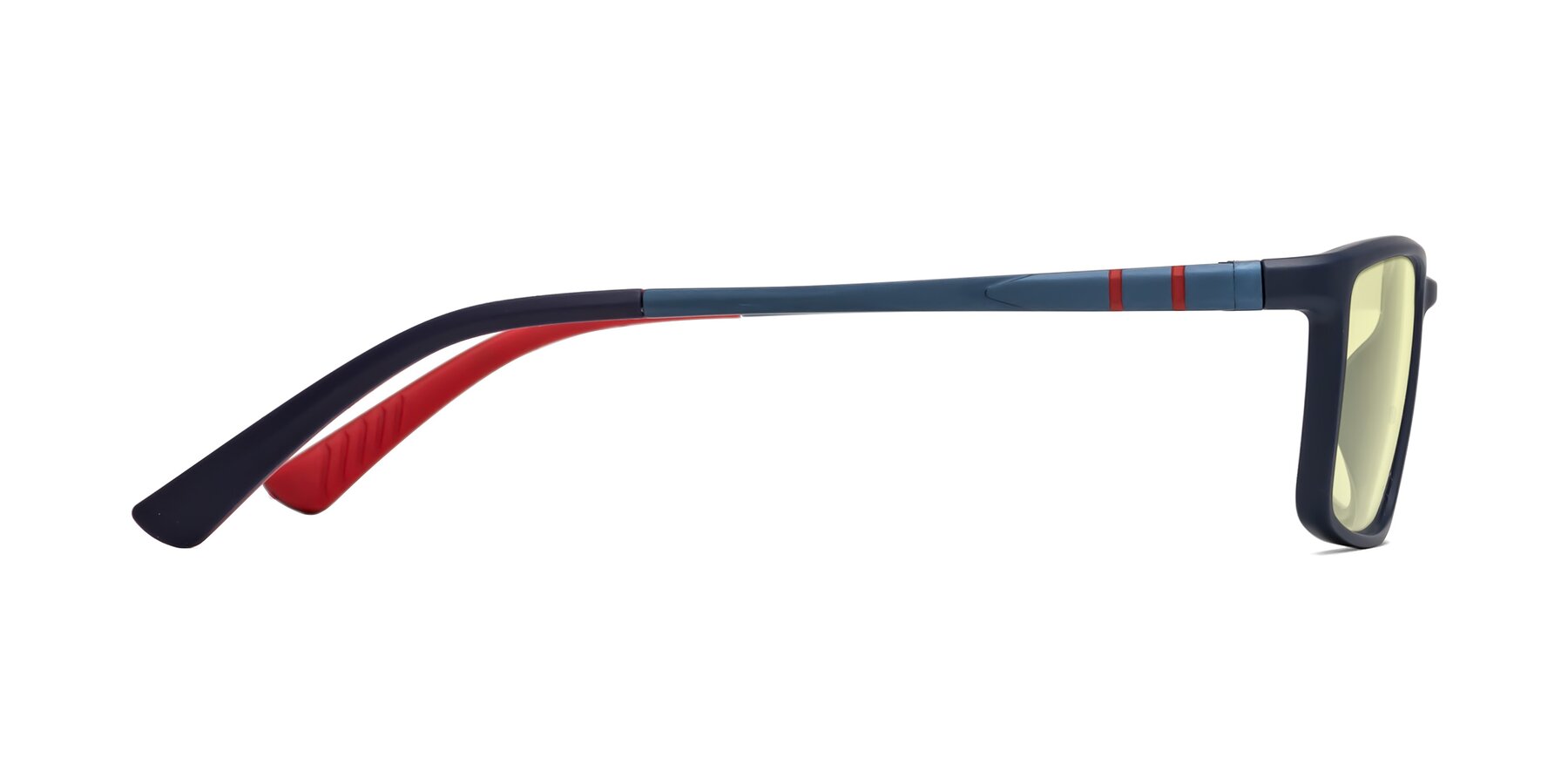 Side of Kordii in Matte Blue-Red with Light Yellow Tinted Lenses