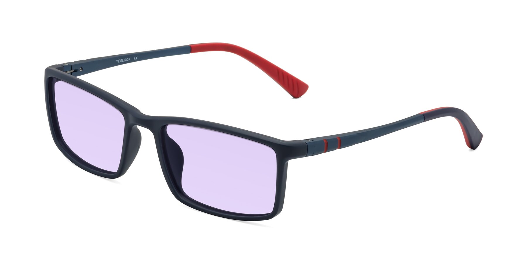 Angle of Kordii in Matte Blue-Red with Light Purple Tinted Lenses