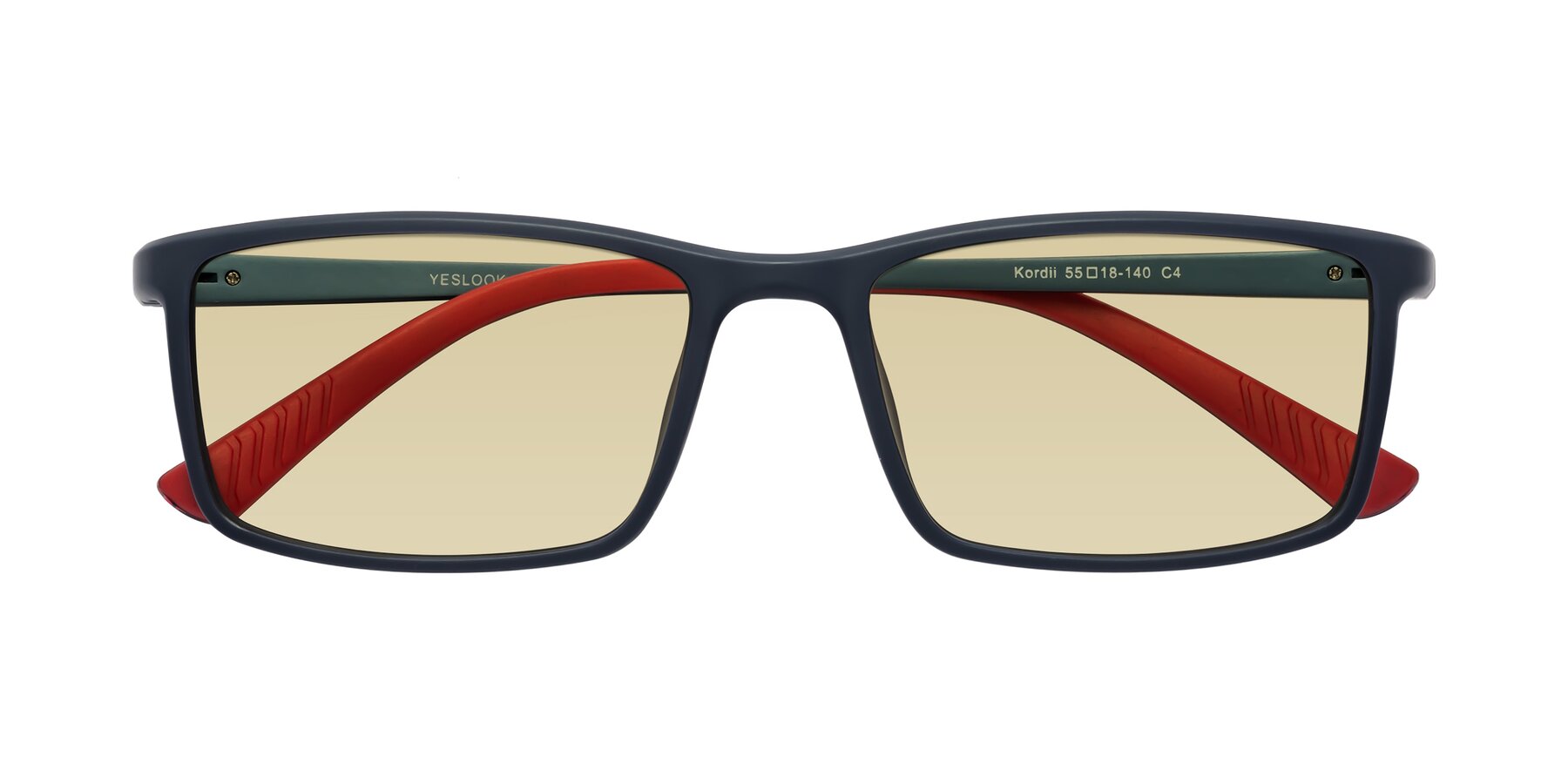 Folded Front of Kordii in Matte Blue-Red with Light Champagne Tinted Lenses