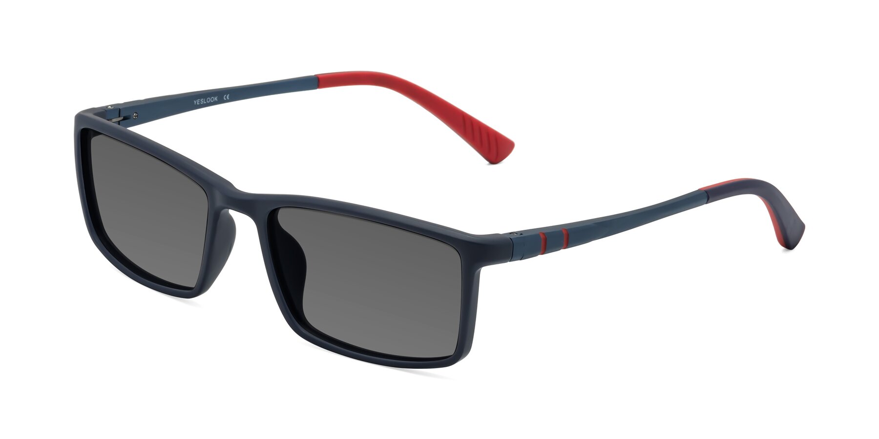 Angle of Kordii in Matte Blue-Red with Medium Gray Tinted Lenses