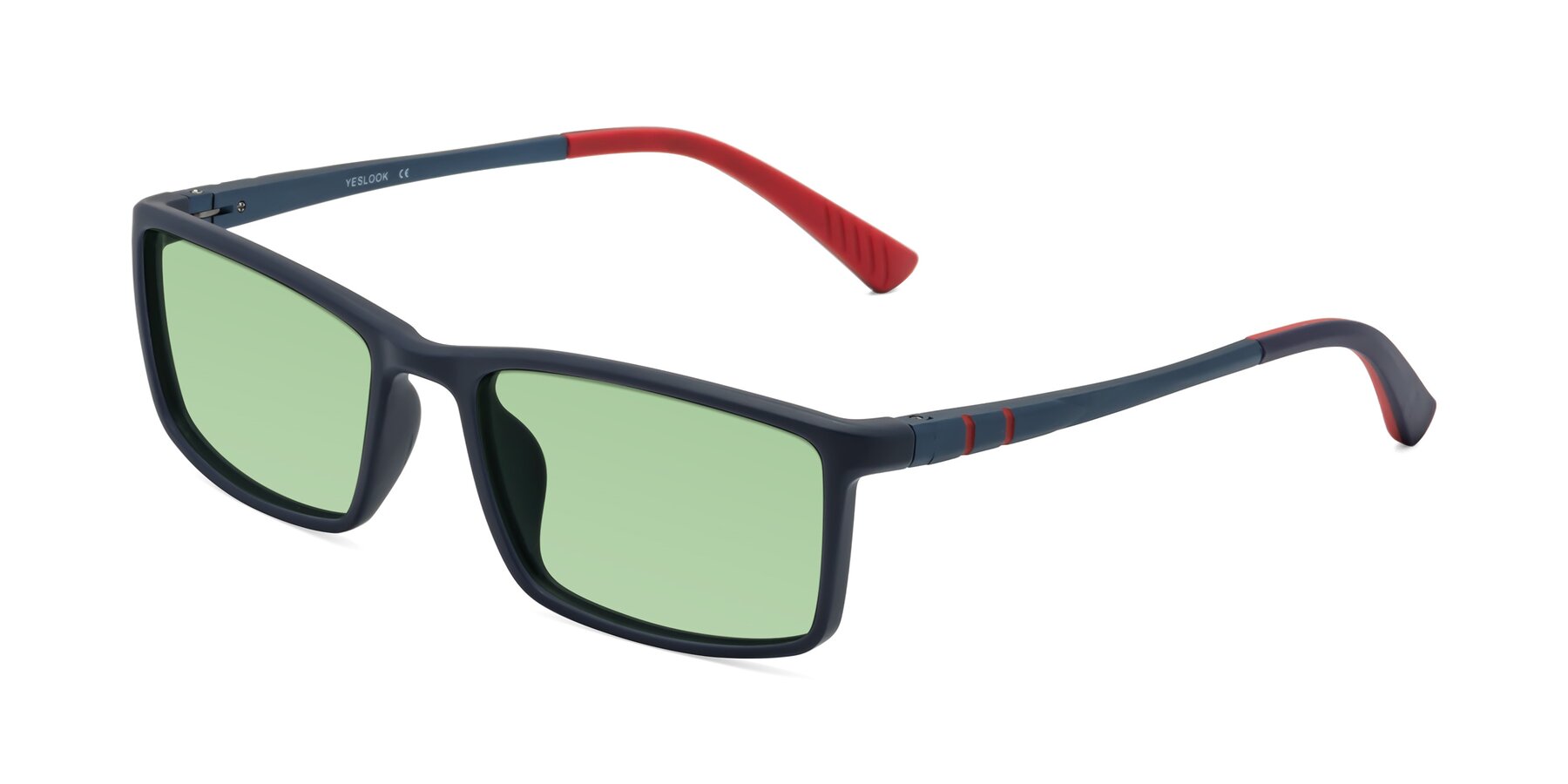 Angle of Kordii in Matte Blue-Red with Medium Green Tinted Lenses