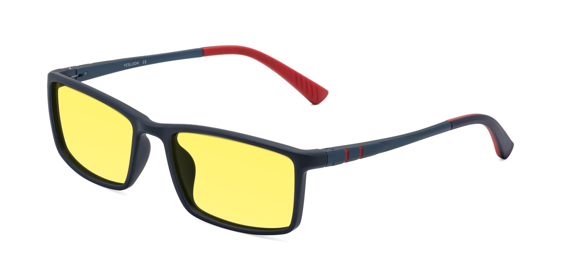 Angle of Kordii in Matte Blue-Red with Medium Yellow Tinted Lenses