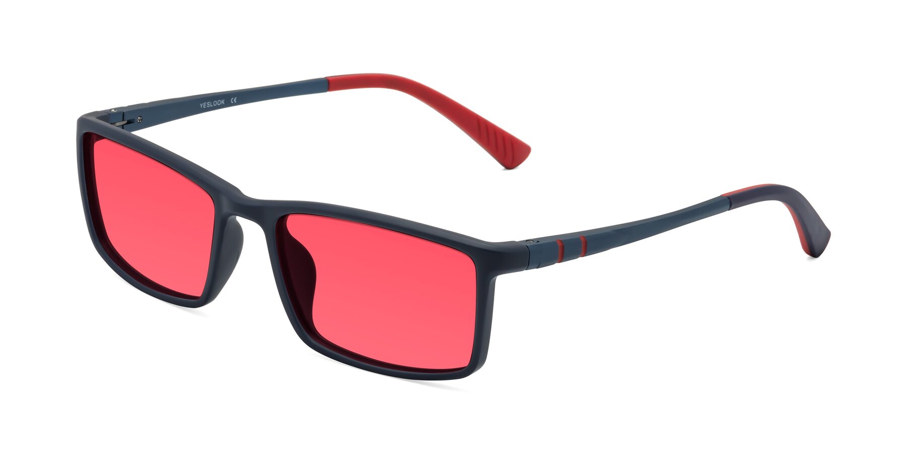 Angle of Kordii in Matte Blue-Red with Red Tinted Lenses