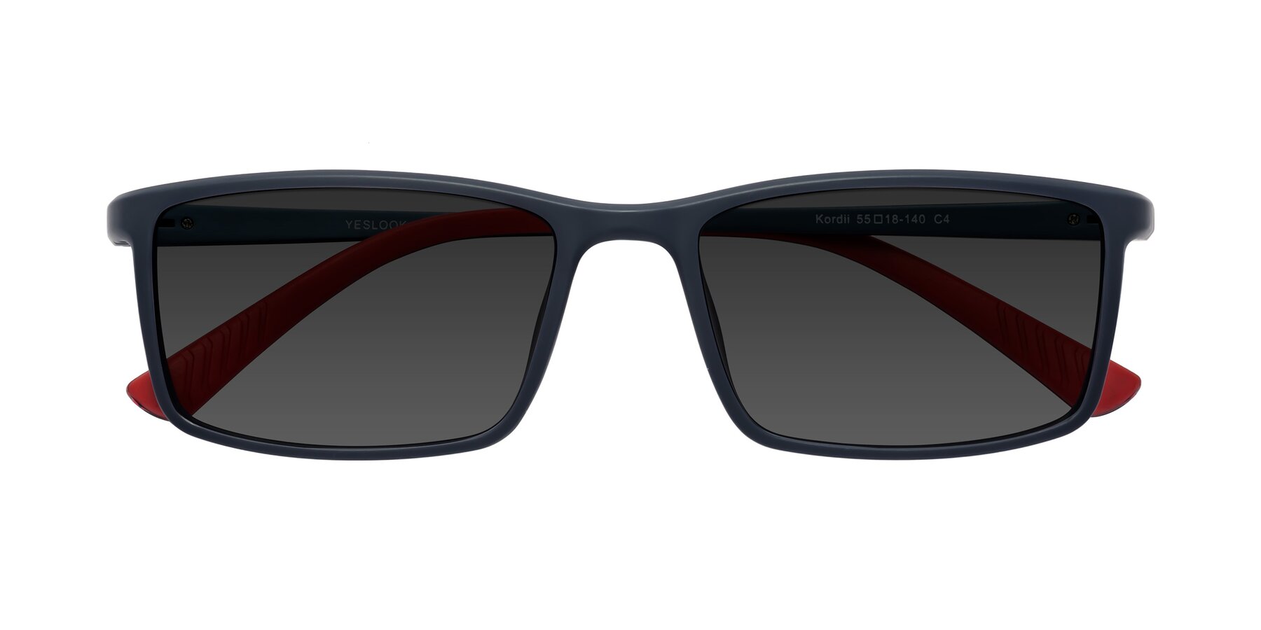 Folded Front of Kordii in Matte Blue-Red with Gray Tinted Lenses
