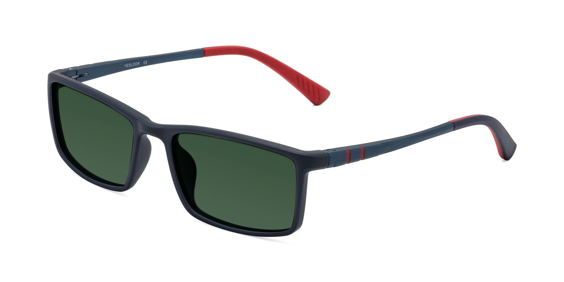 Angle of Kordii in Matte Blue-Red with Green Tinted Lenses