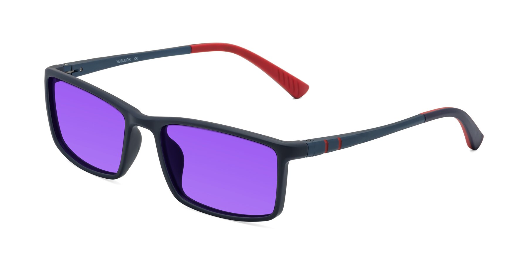 Angle of Kordii in Matte Blue-Red with Purple Tinted Lenses