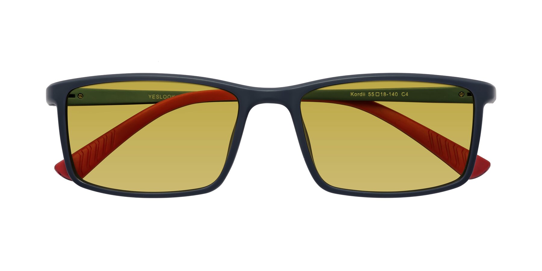Folded Front of Kordii in Matte Blue-Red with Champagne Tinted Lenses