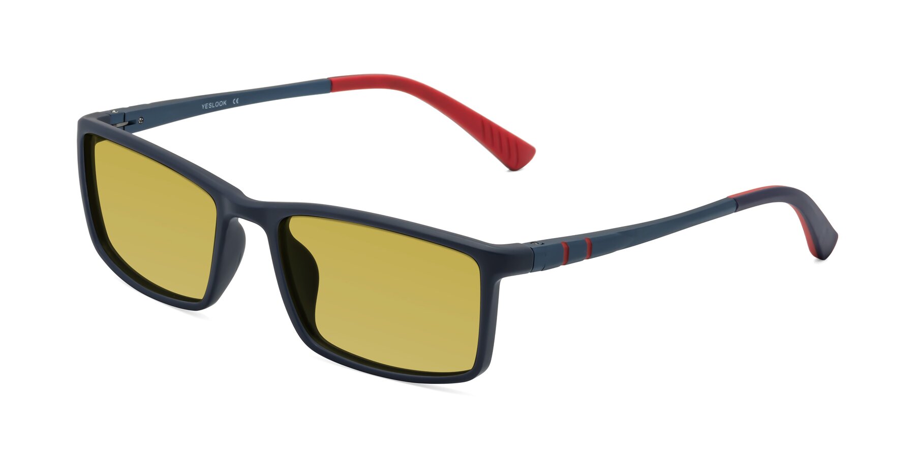 Angle of Kordii in Matte Blue-Red with Champagne Tinted Lenses
