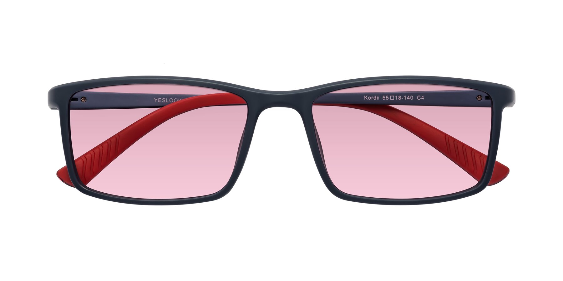 Folded Front of Kordii in Matte Blue-Red with Light Wine Tinted Lenses