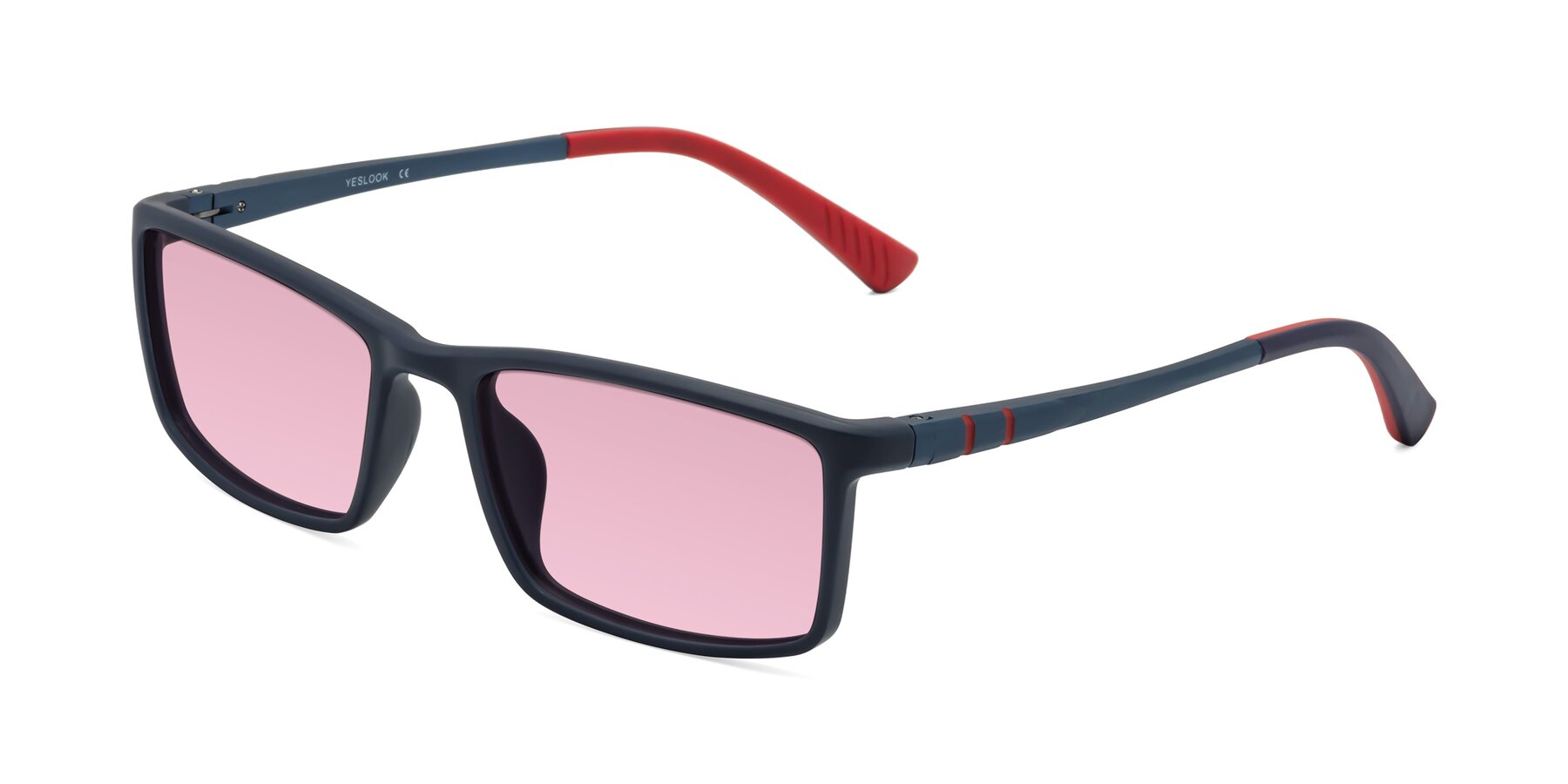 Angle of Kordii in Matte Blue-Red with Light Wine Tinted Lenses