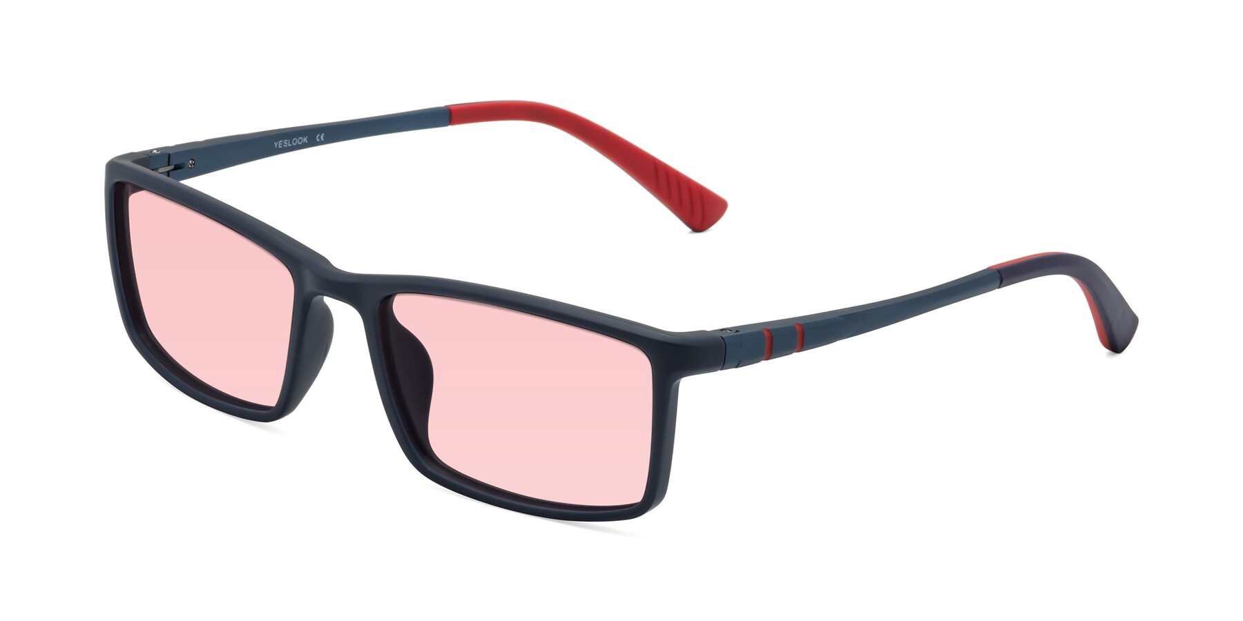 Angle of Kordii in Matte Blue-Red with Light Garnet Tinted Lenses