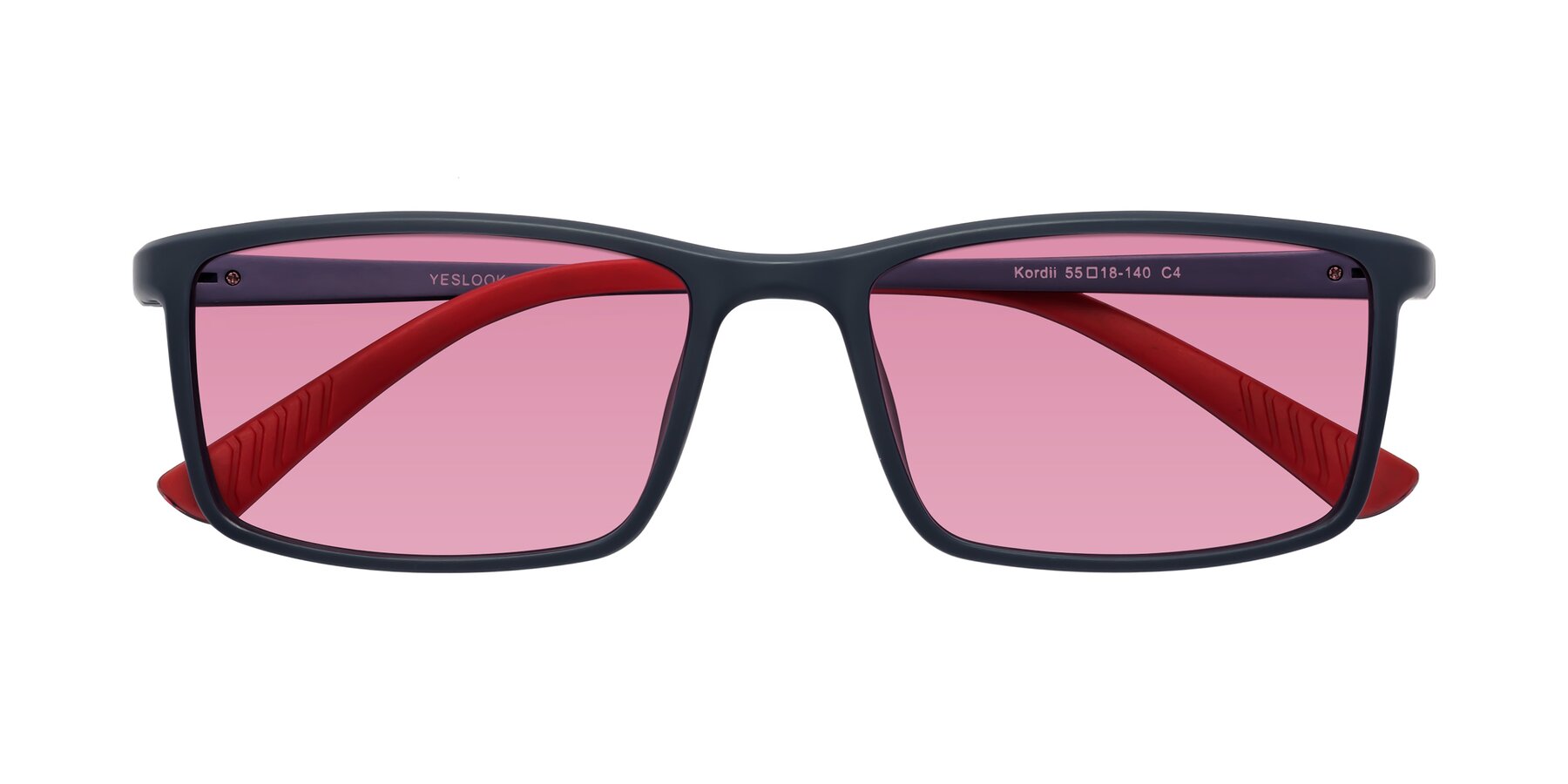 Folded Front of Kordii in Matte Blue-Red with Medium Wine Tinted Lenses