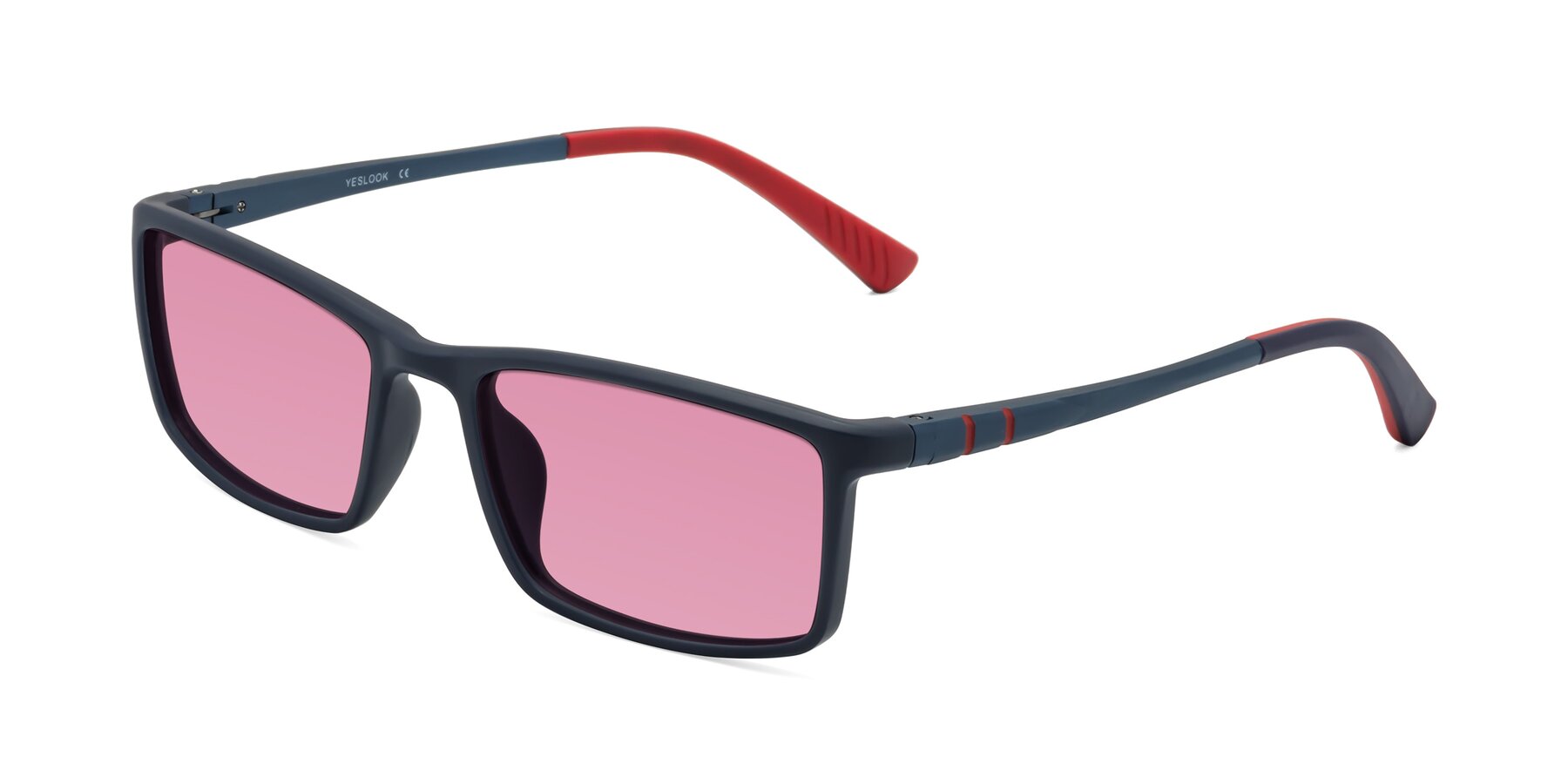 Angle of Kordii in Matte Blue-Red with Medium Wine Tinted Lenses