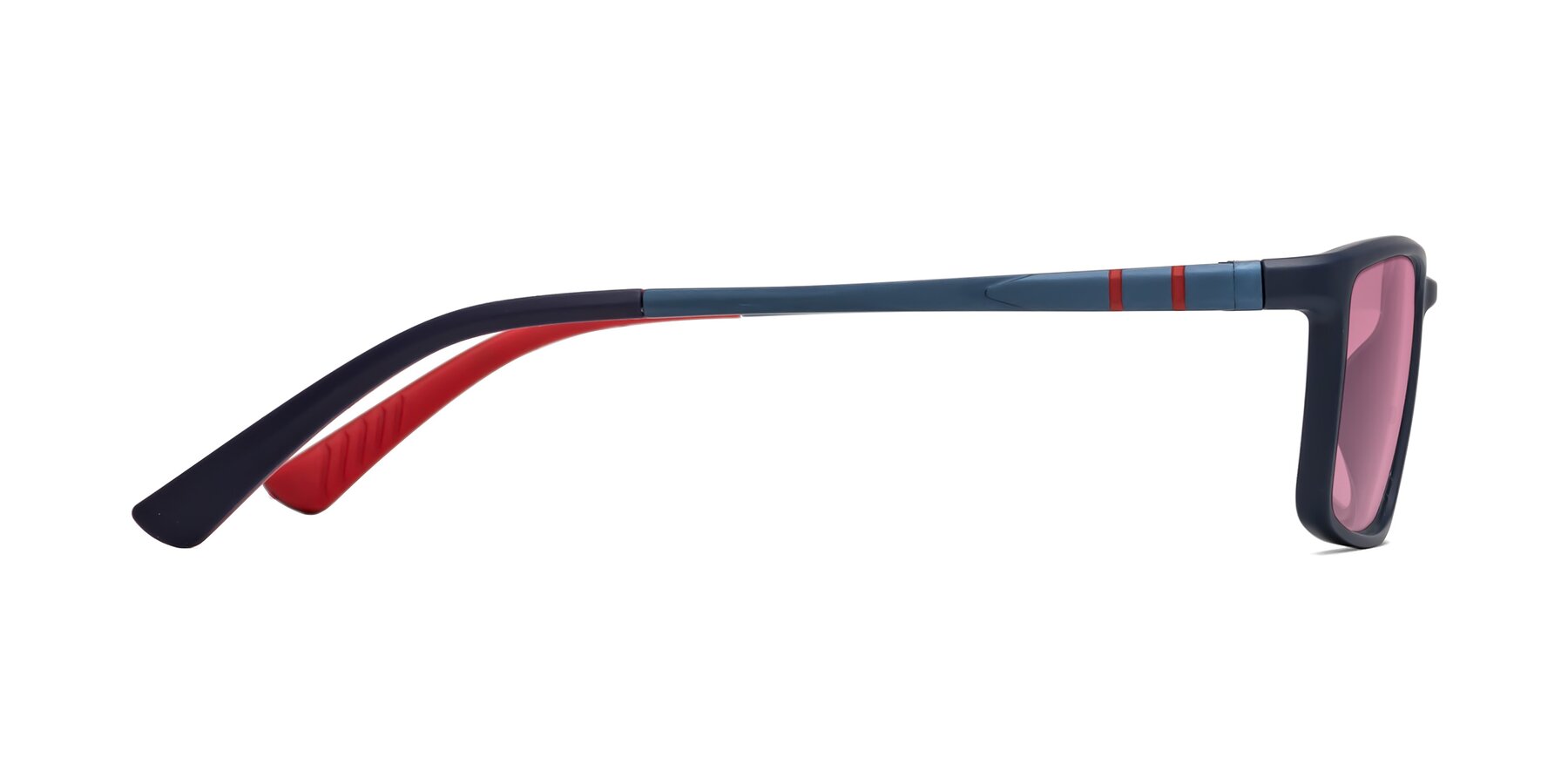 Side of Kordii in Matte Blue-Red with Medium Wine Tinted Lenses