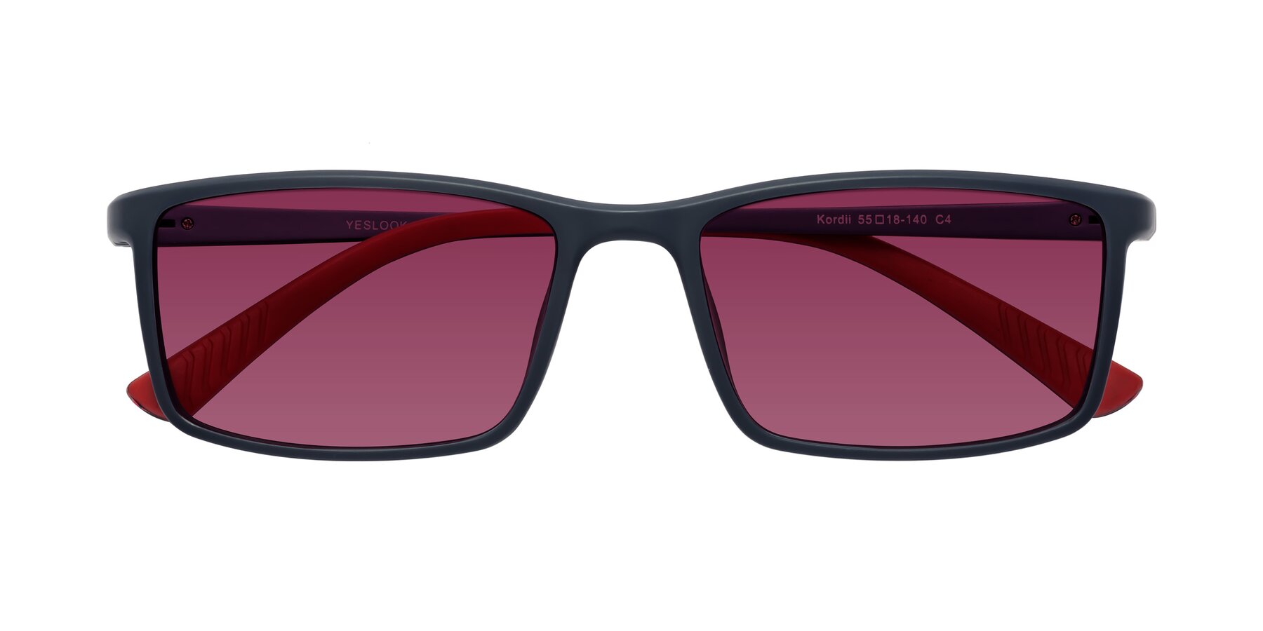 Folded Front of Kordii in Matte Blue-Red with Wine Tinted Lenses