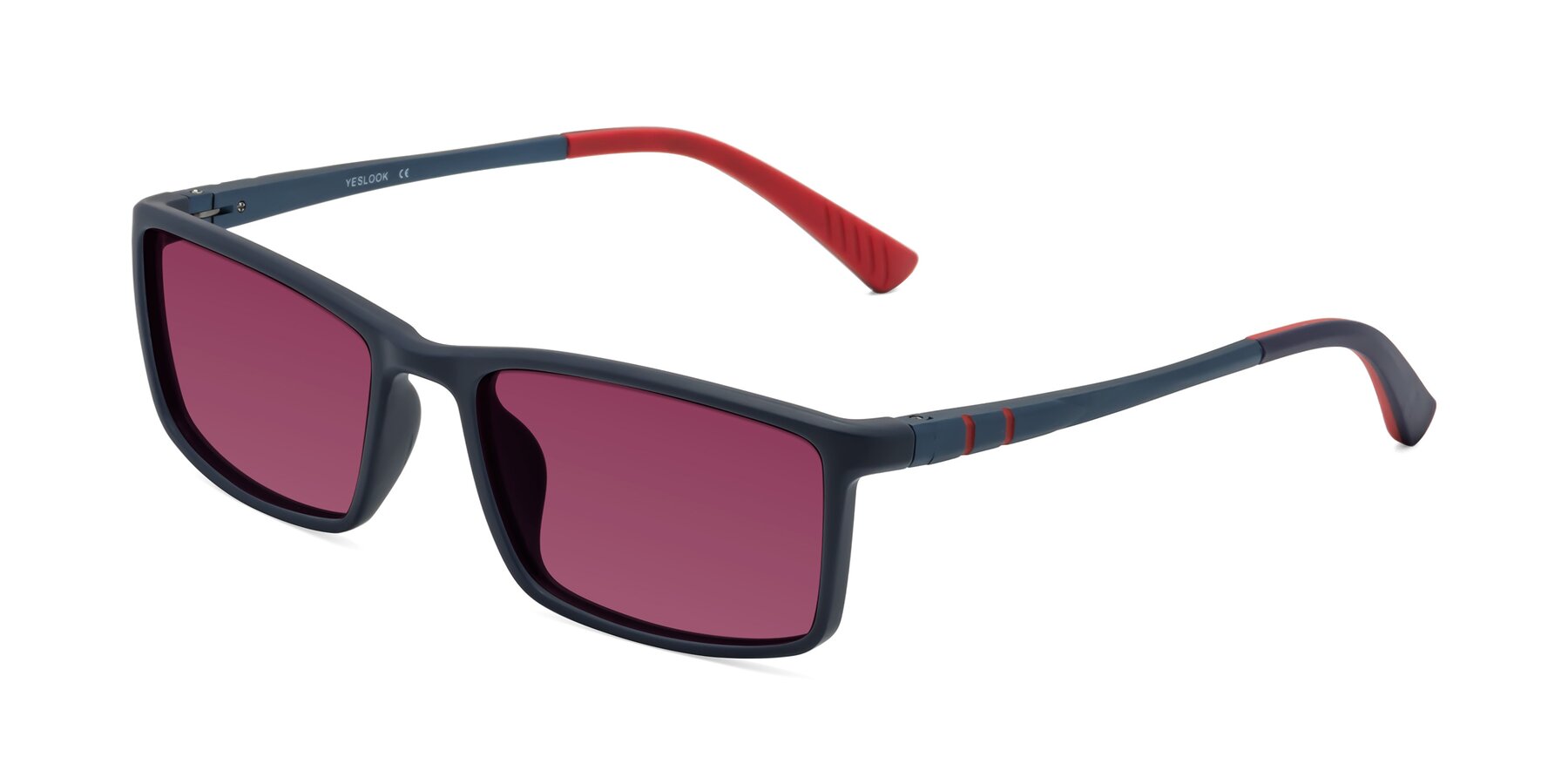 Angle of Kordii in Matte Blue-Red with Wine Tinted Lenses