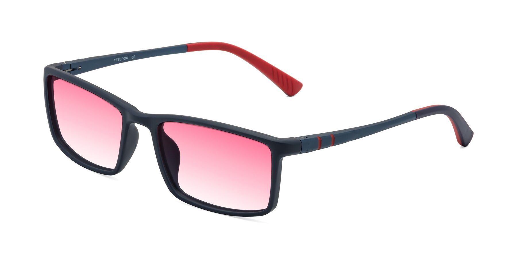 Angle of Kordii in Matte Blue/Red with Pink Gradient Lenses