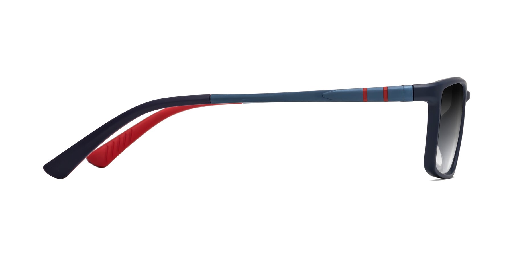 Side of Kordii in Matte Blue/Red with Gray Gradient Lenses