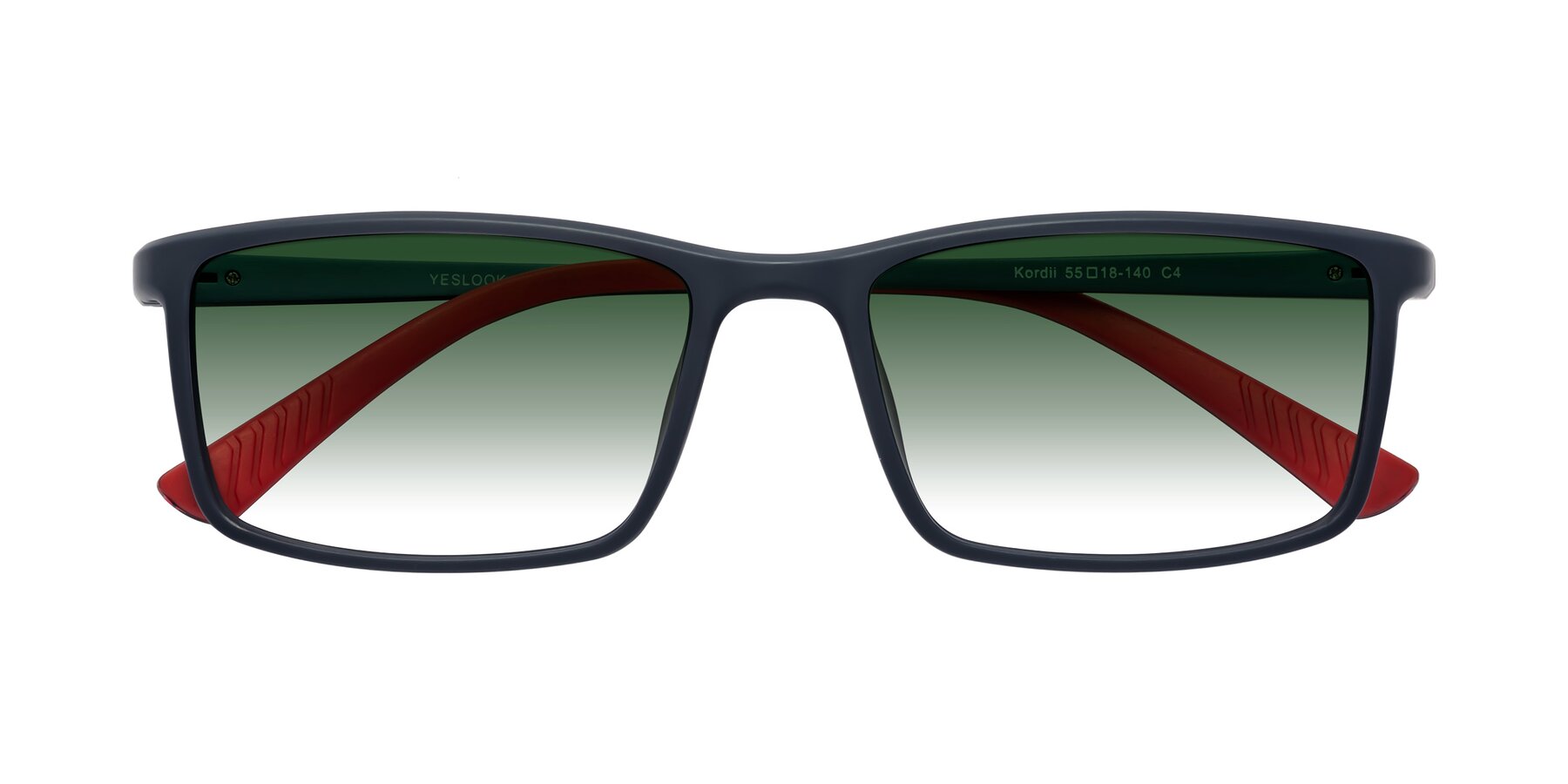 Folded Front of Kordii in Matte Blue/Red with Green Gradient Lenses
