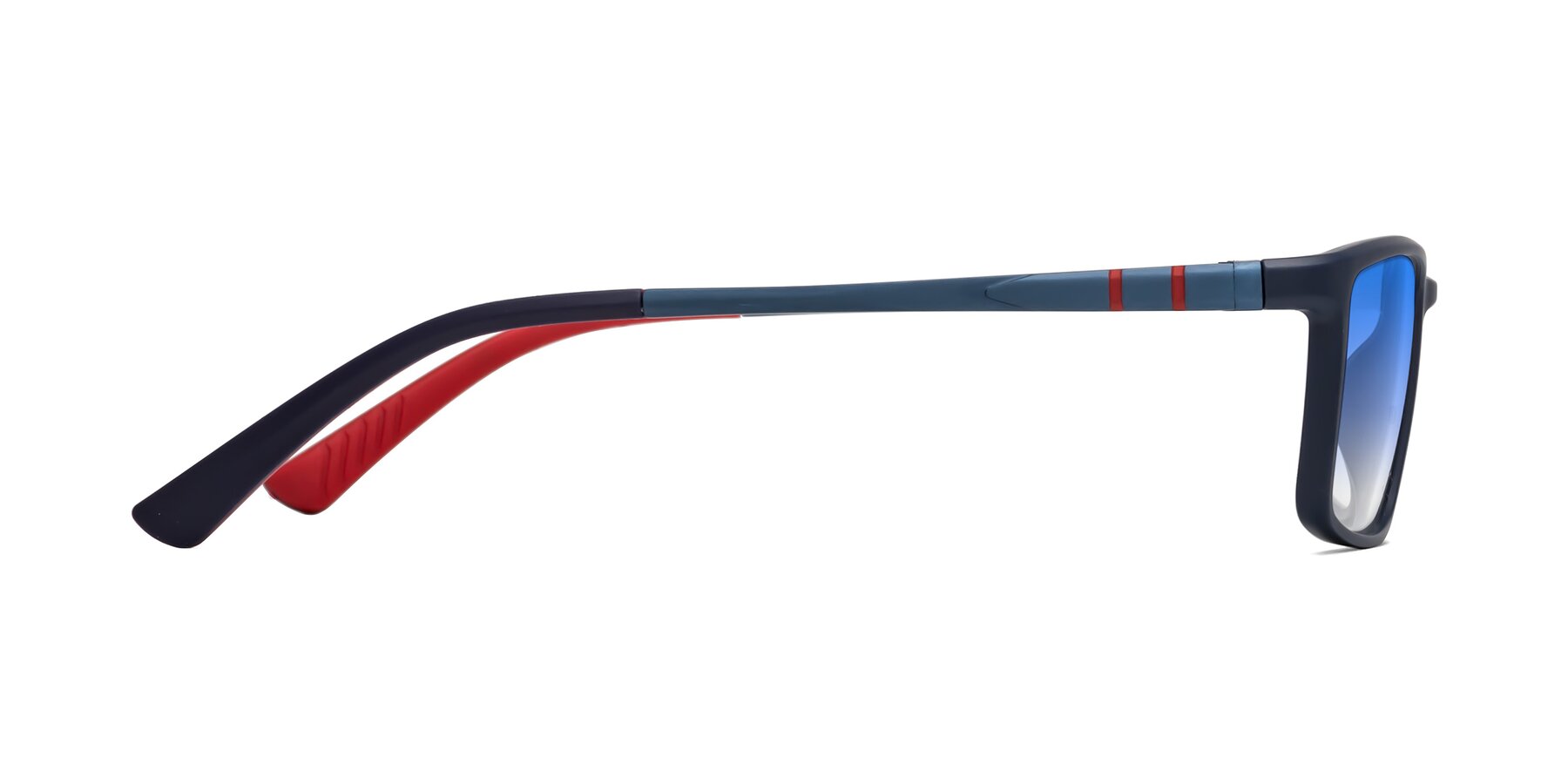Side of Kordii in Matte Blue/Red with Blue Gradient Lenses