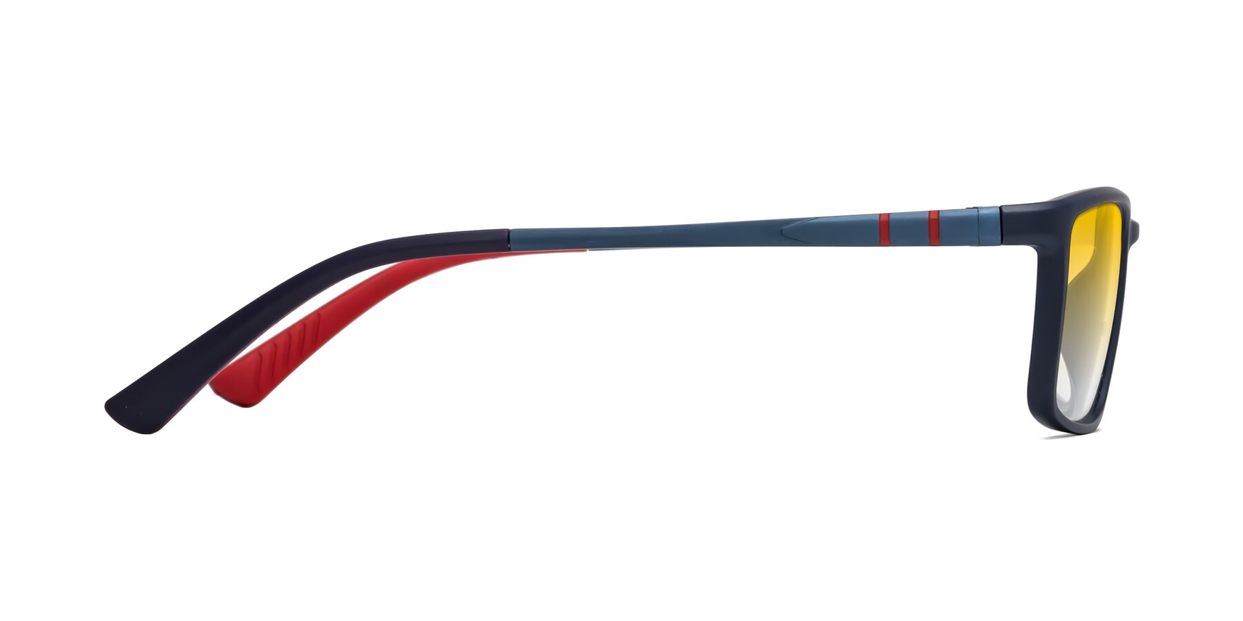 Side of Kordii in Matte Blue/Red with Yellow Gradient Lenses