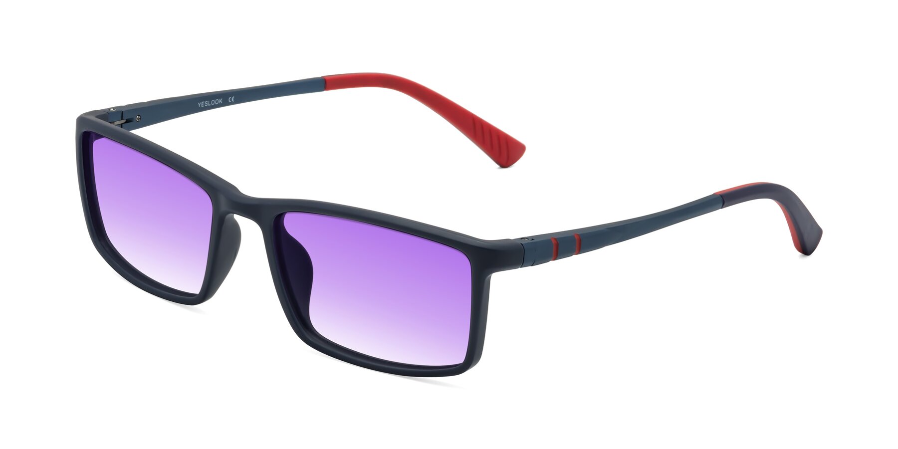 Angle of Kordii in Matte Blue/Red with Purple Gradient Lenses
