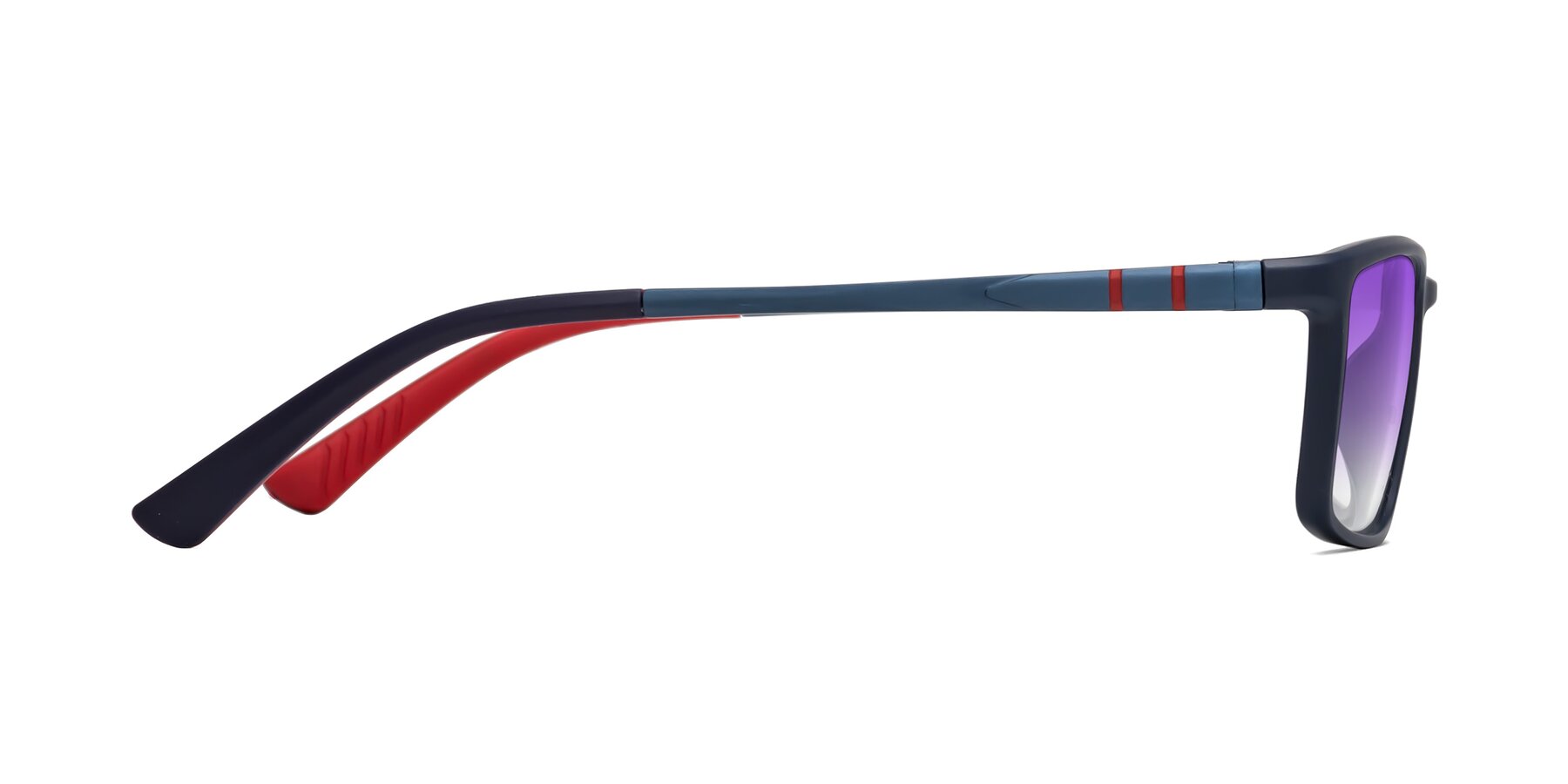 Side of Kordii in Matte Blue/Red with Purple Gradient Lenses