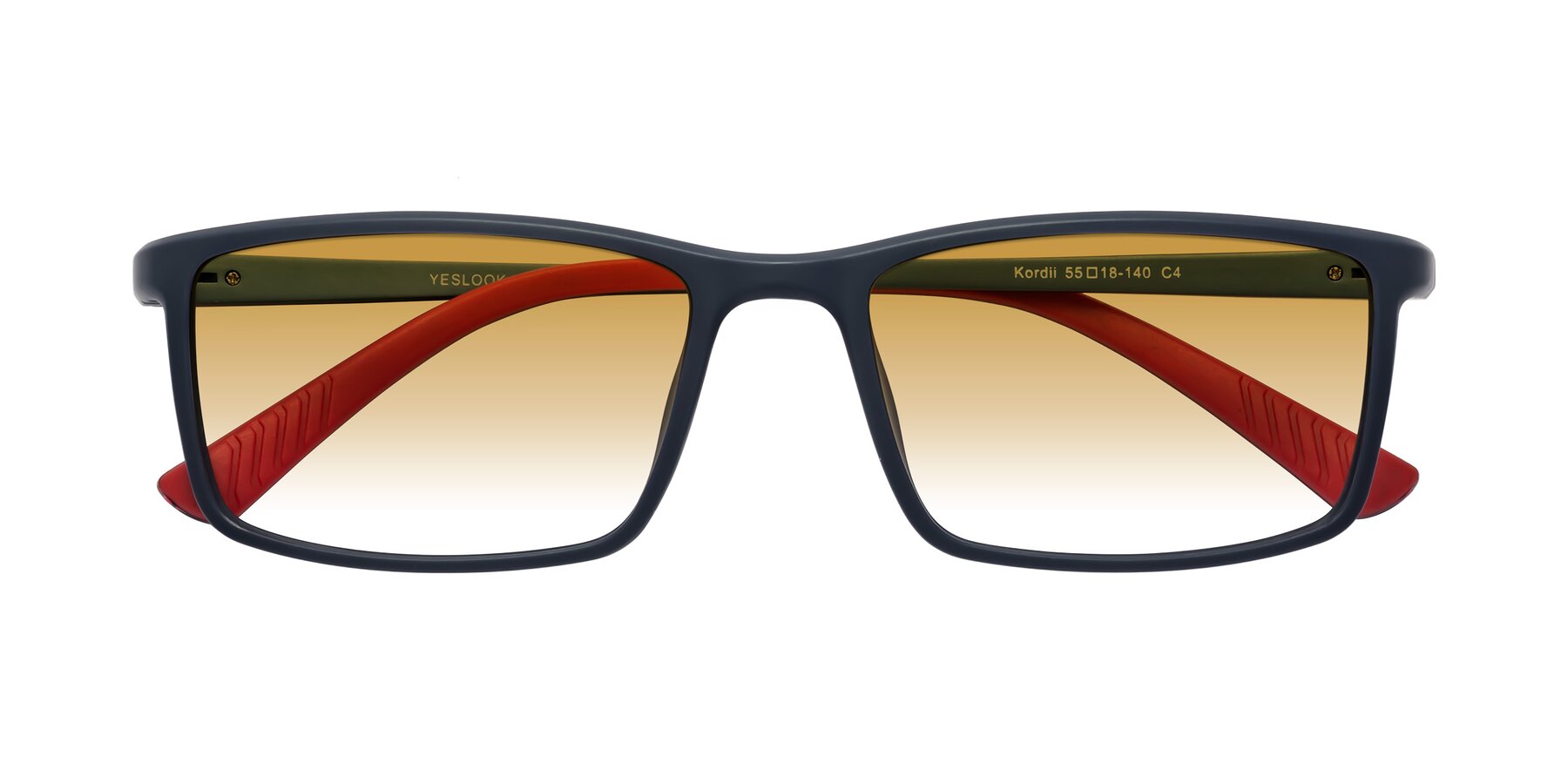 Folded Front of Kordii in Matte Blue/Red with Champagne Gradient Lenses
