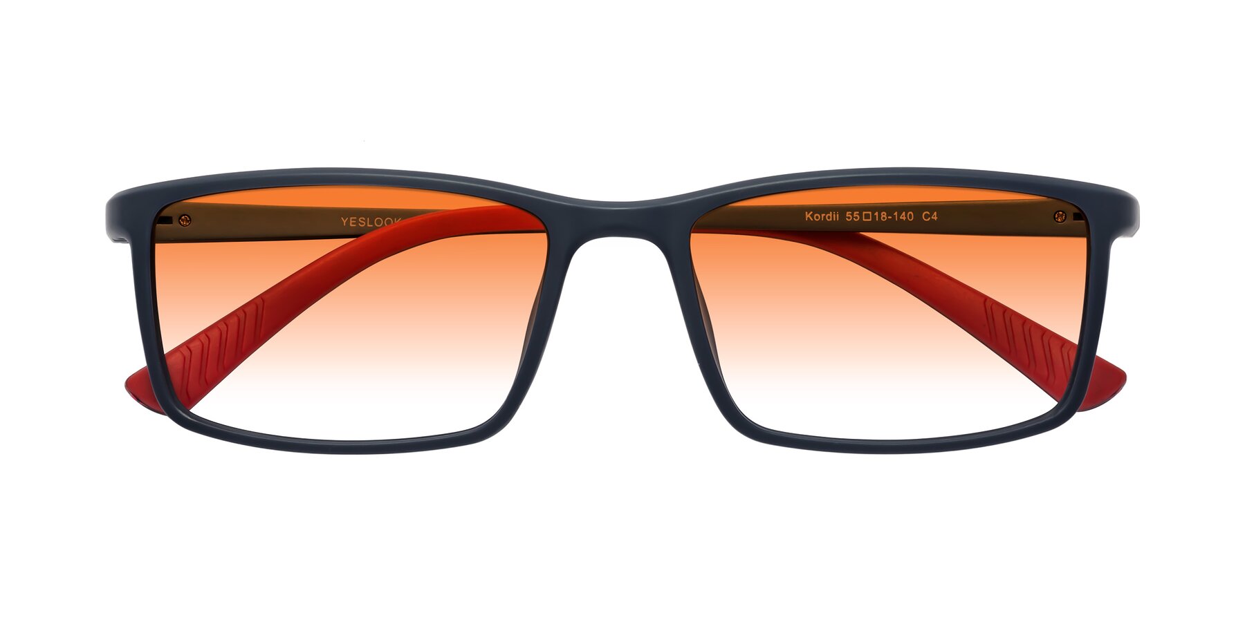 Folded Front of Kordii in Matte Blue/Red with Orange Gradient Lenses