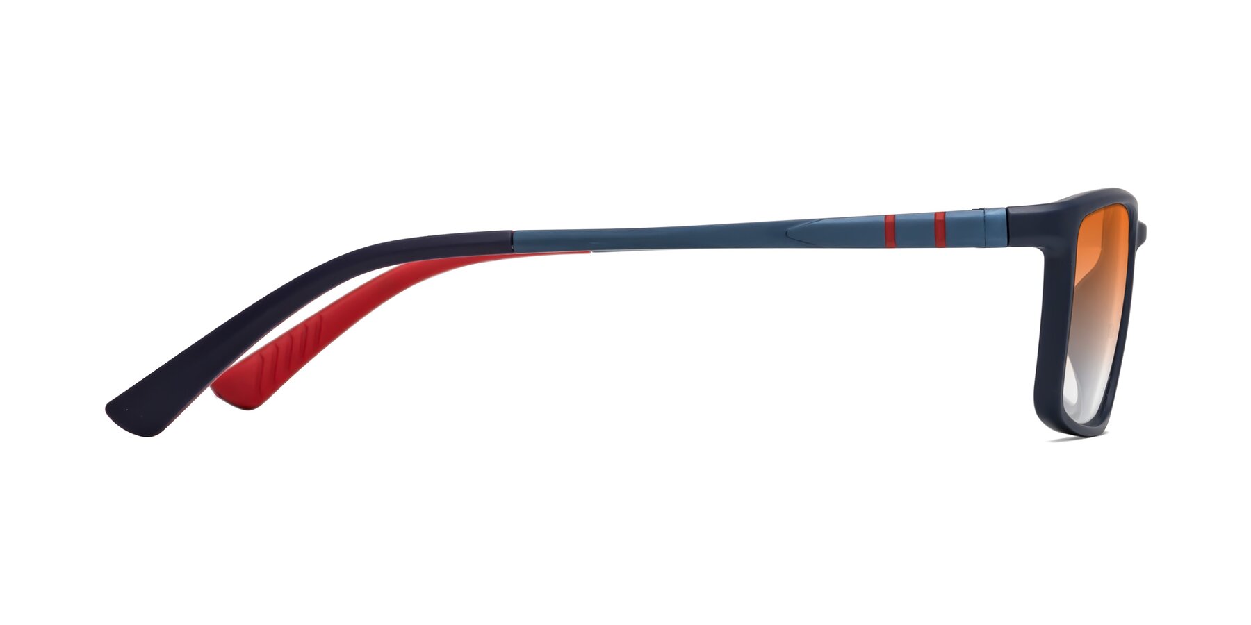 Side of Kordii in Matte Blue/Red with Orange Gradient Lenses