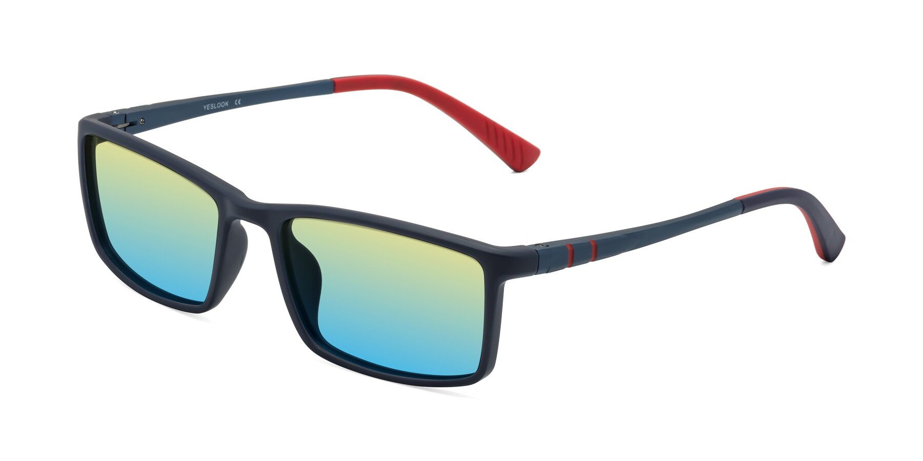 Angle of Kordii in Matte Blue/Red with Yellow / Blue Gradient Lenses