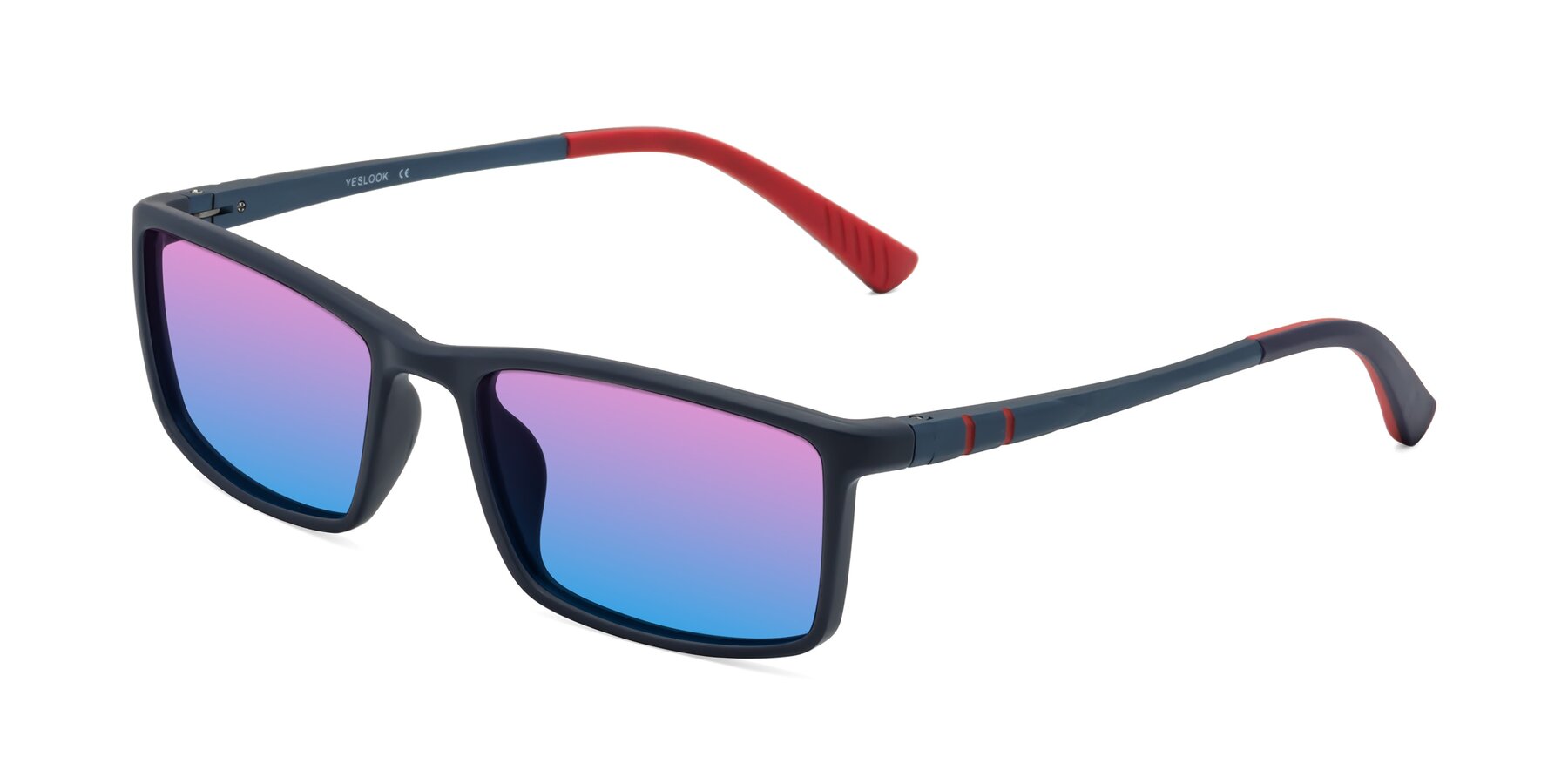 Angle of Kordii in Matte Blue/Red with Pink / Blue Gradient Lenses