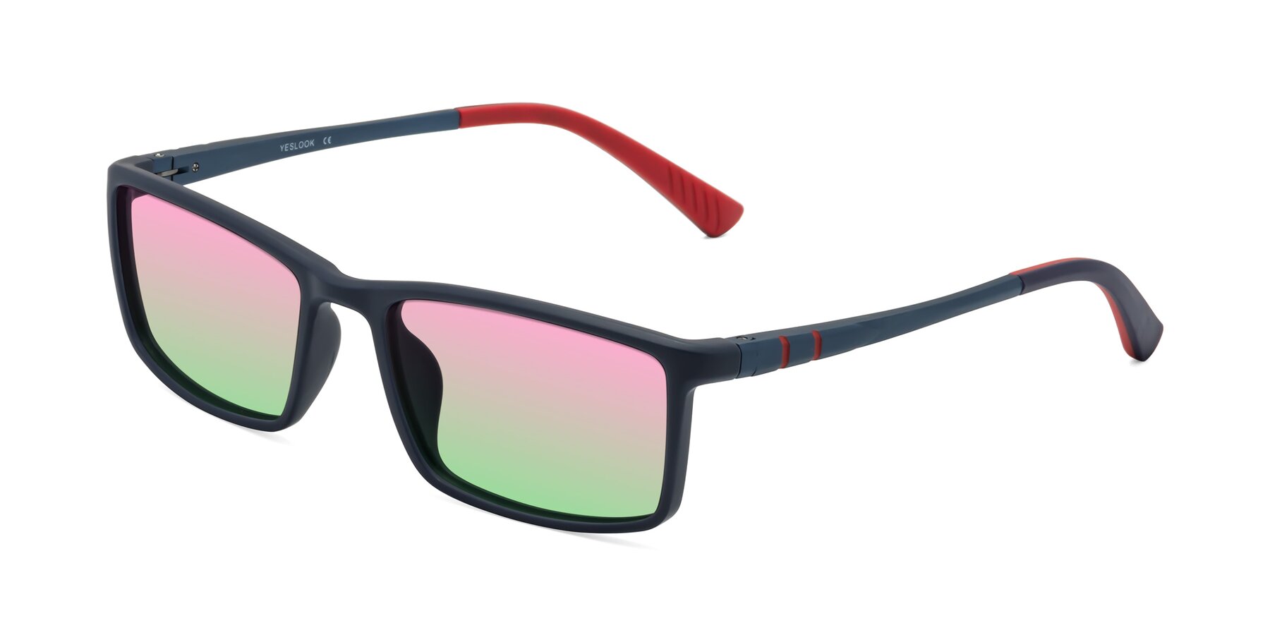 Angle of Kordii in Matte Blue/Red with Pink / Green Gradient Lenses