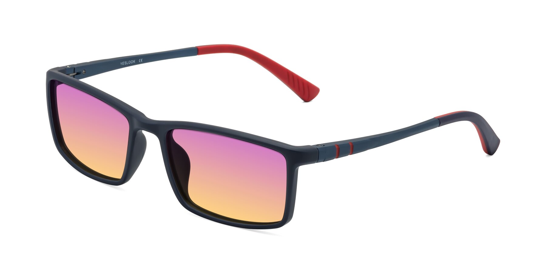 Angle of Kordii in Matte Blue/Red with Purple / Yellow Gradient Lenses