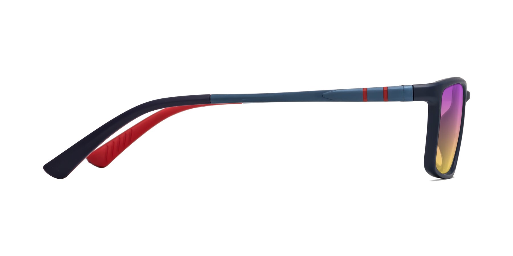 Side of Kordii in Matte Blue/Red with Purple / Yellow Gradient Lenses