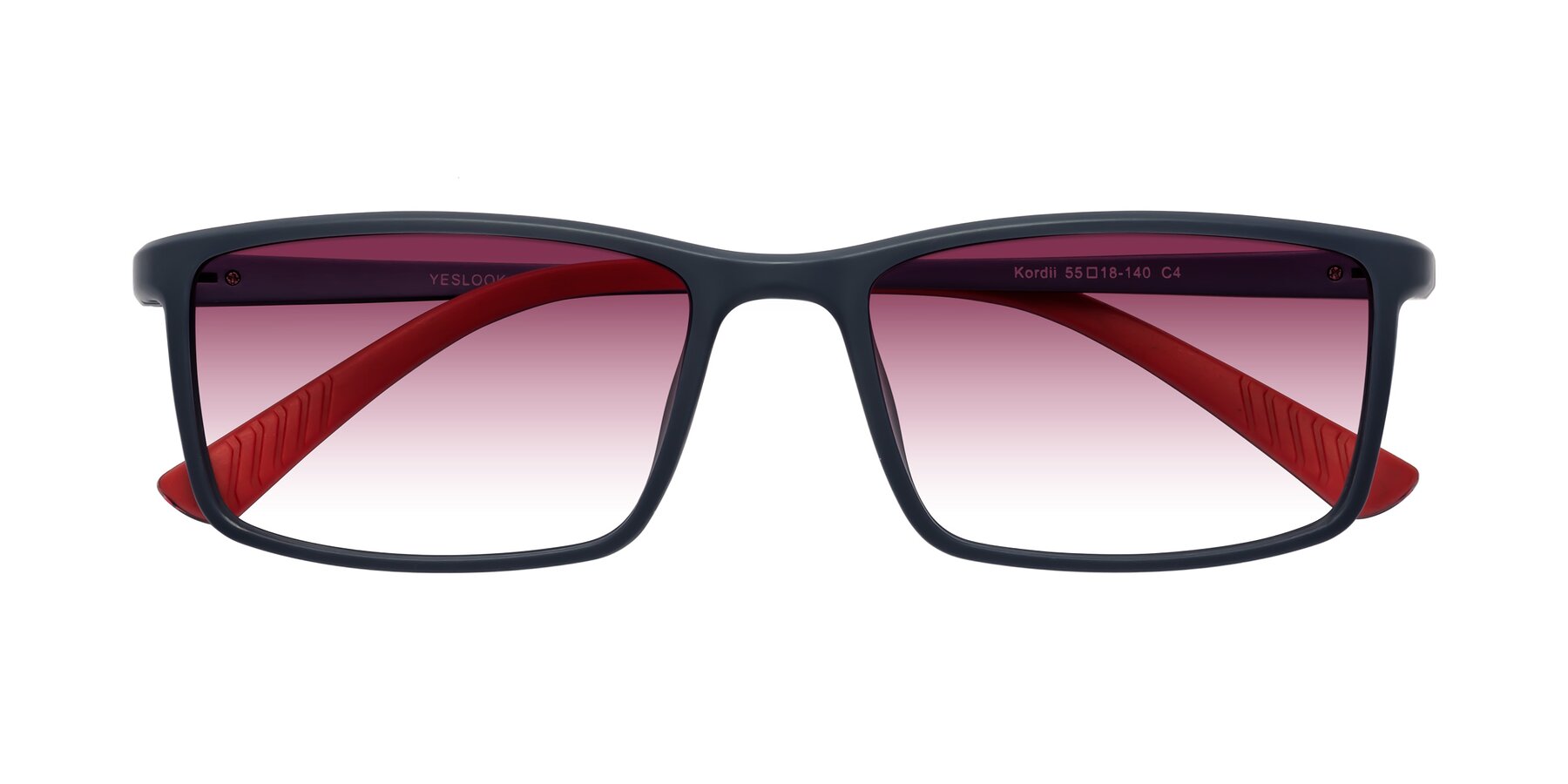 Folded Front of Kordii in Matte Blue/Red with Wine Gradient Lenses