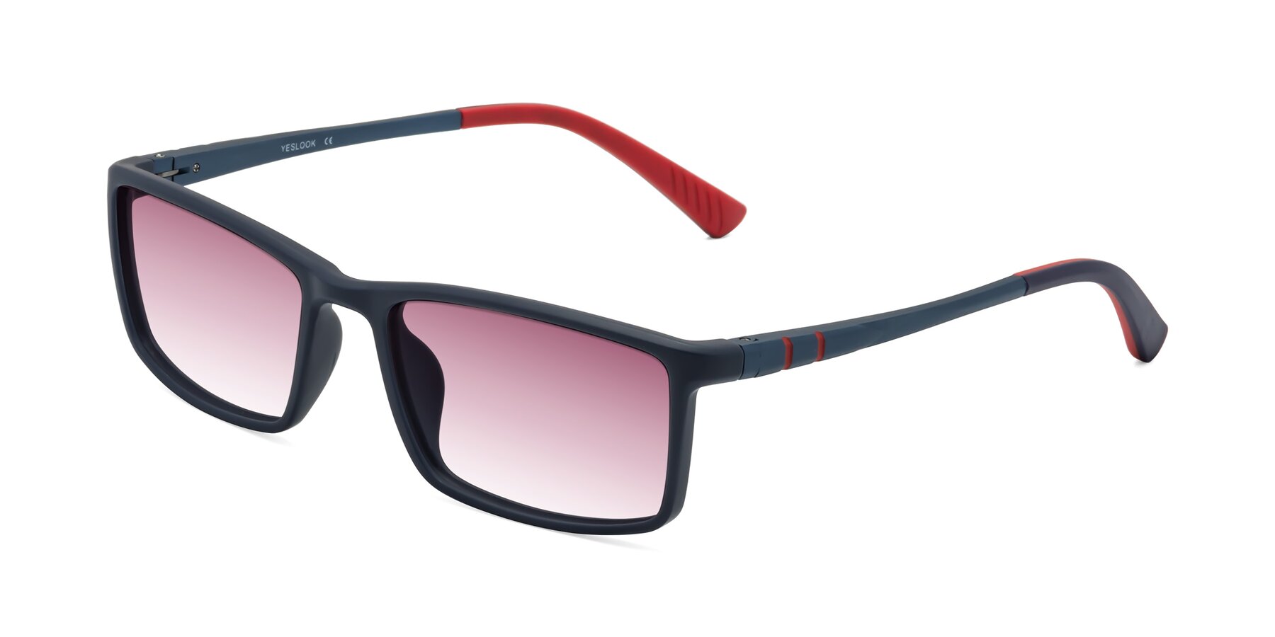 Angle of Kordii in Matte Blue/Red with Wine Gradient Lenses