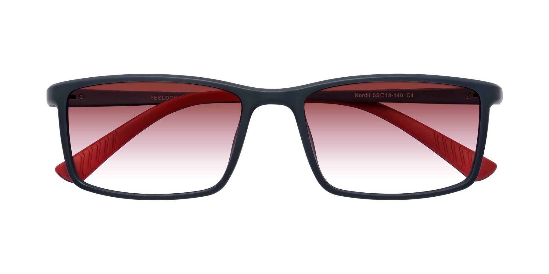 Folded Front of Kordii in Matte Blue/Red with Garnet Gradient Lenses