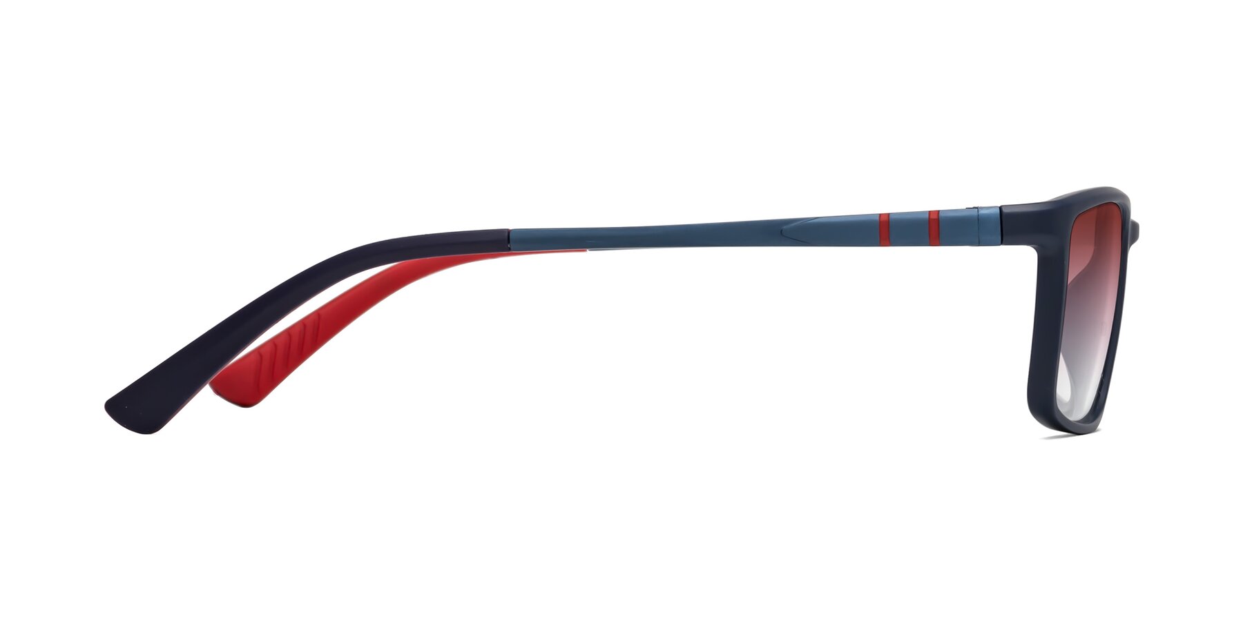 Side of Kordii in Matte Blue/Red with Garnet Gradient Lenses