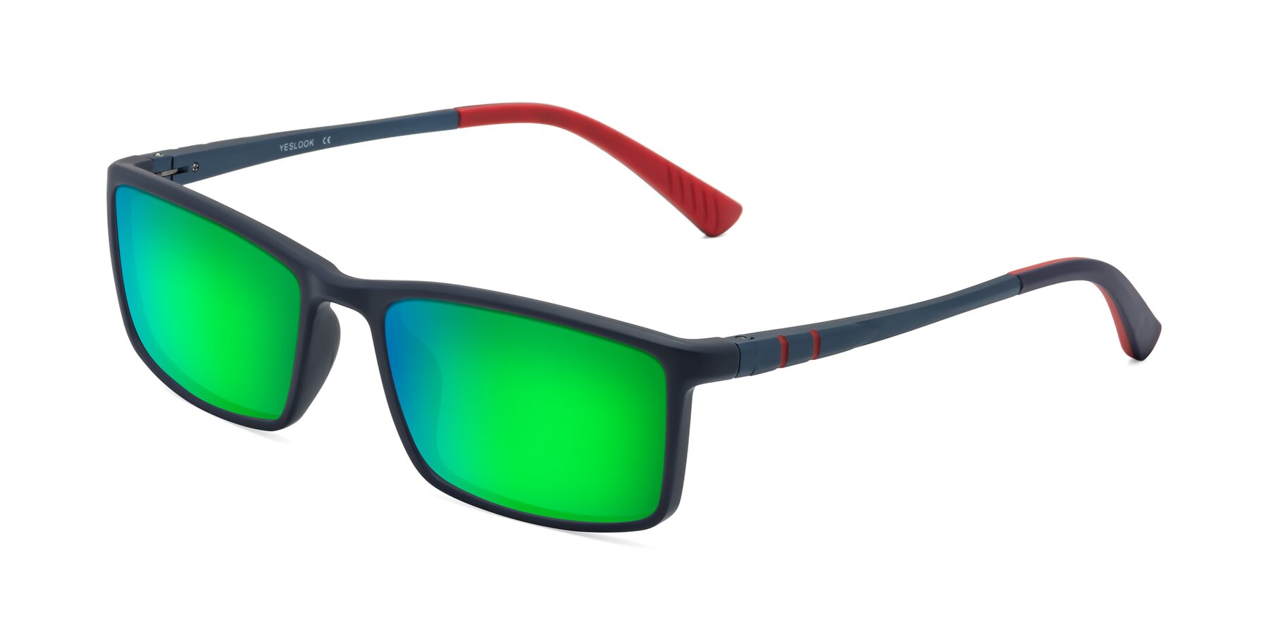 Angle of Kordii in Matte Blue-Red with Green Mirrored Lenses