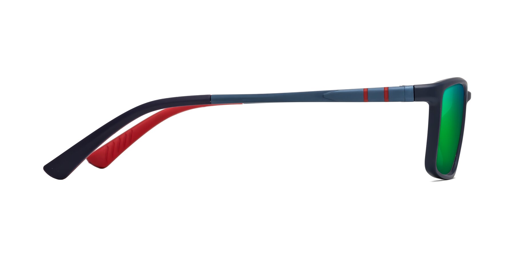 Side of Kordii in Matte Blue-Red with Green Mirrored Lenses