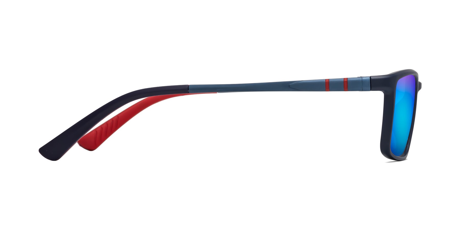 Side of Kordii in Matte Blue/Red with Blue Mirrored Lenses