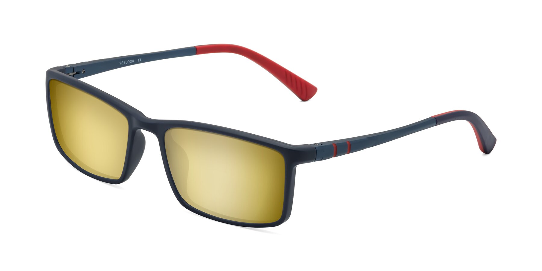 Angle of Kordii in Matte Blue-Red with Gold Mirrored Lenses